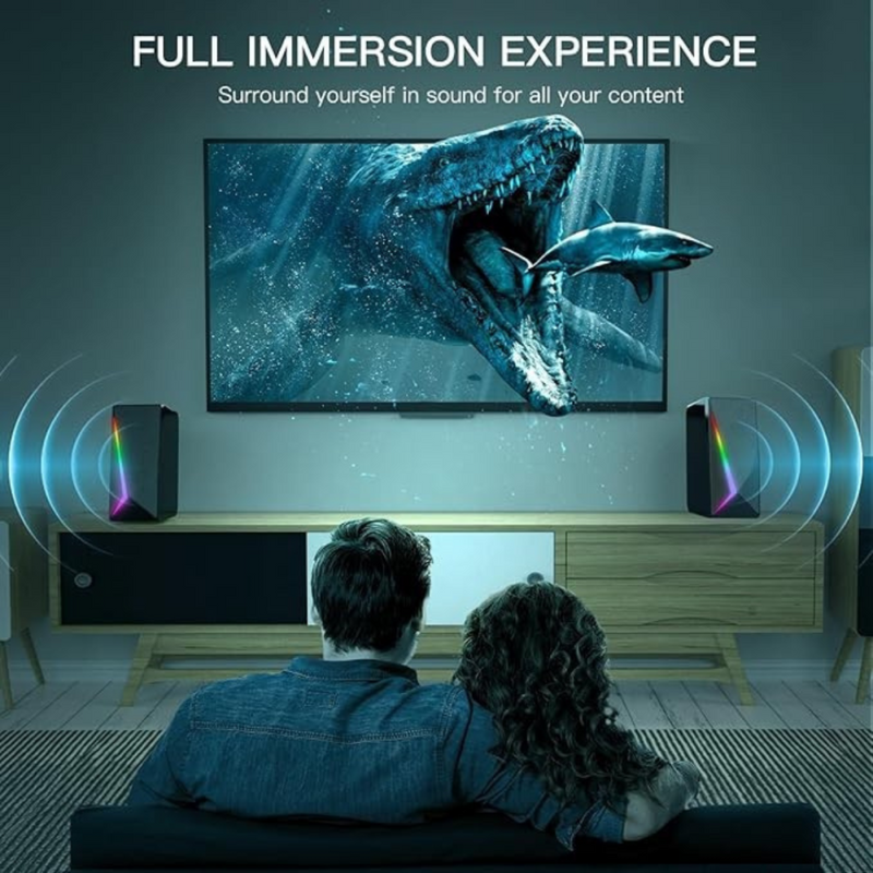 Caixa de Som Bluetooth AL-3868 Altomex com Luzes RGB, Som Estéreo, USB e P2 – Ideal para PC, Notebook, Estúdio ou Setup Gamer