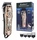 Máquina de Cortar Cabelo e Barba Kemei KM-2617 Profissional – Potência e Precisão para Seu Corte em Casa ou no Salão, 6 Pentes, LED Display, Bateria.