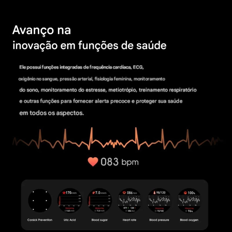 Smartwatch Microwear MA27 Ultra AMOLED – Chat GPT, GPS, NFC, 1GB Memória, 530mAh, Monitor de Saúde, Notificações, Compatível Android/iOS