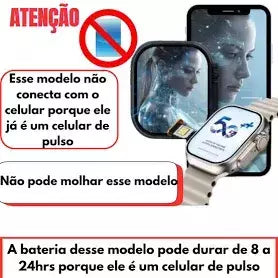 Smartwatch Ultra AI 3 5G Microwear – 2GB RAM, 16GB, AMOLED 2,06", Chip, Android 10, Câmera Giratória, Wifi, GPS, Face ID, Ilha Dinâmica